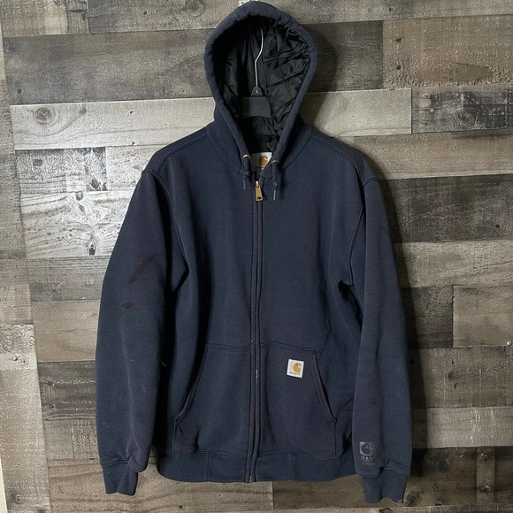 SOLD Carhartt Rain Defender Full Zip Hoodie Medium - Picture 1 of 4